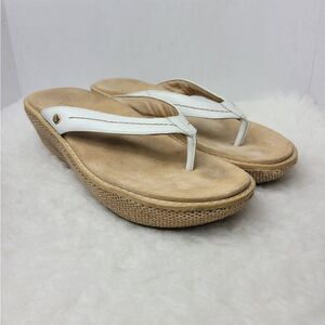 Vionic White Grenada Leather Wedge Sandal Size 8